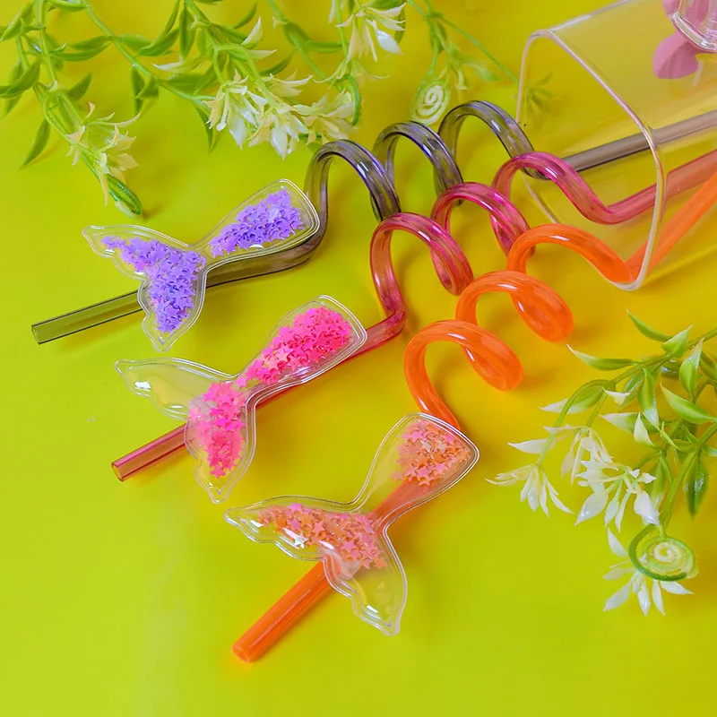 8-pack of mermaid tail-themed party straws, perfect for holiday parties, birthday parties, wedding parties, and decorations