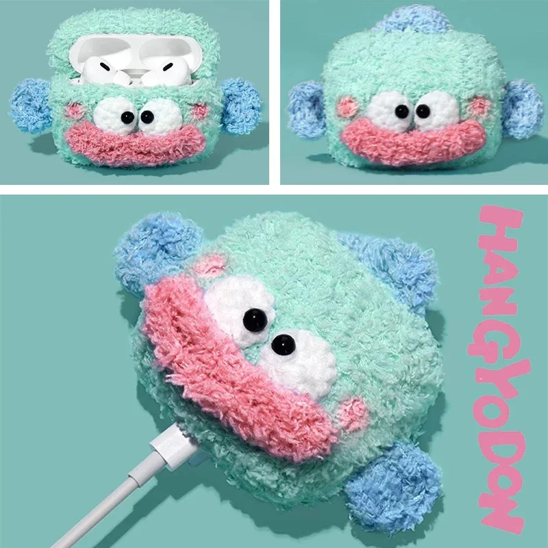 Sanrio Hangyodon Earphone Case for Apple AirPods 1 2 3 Cover for AirPods Pro Cartoon Charging Box Plush Protective Accessories