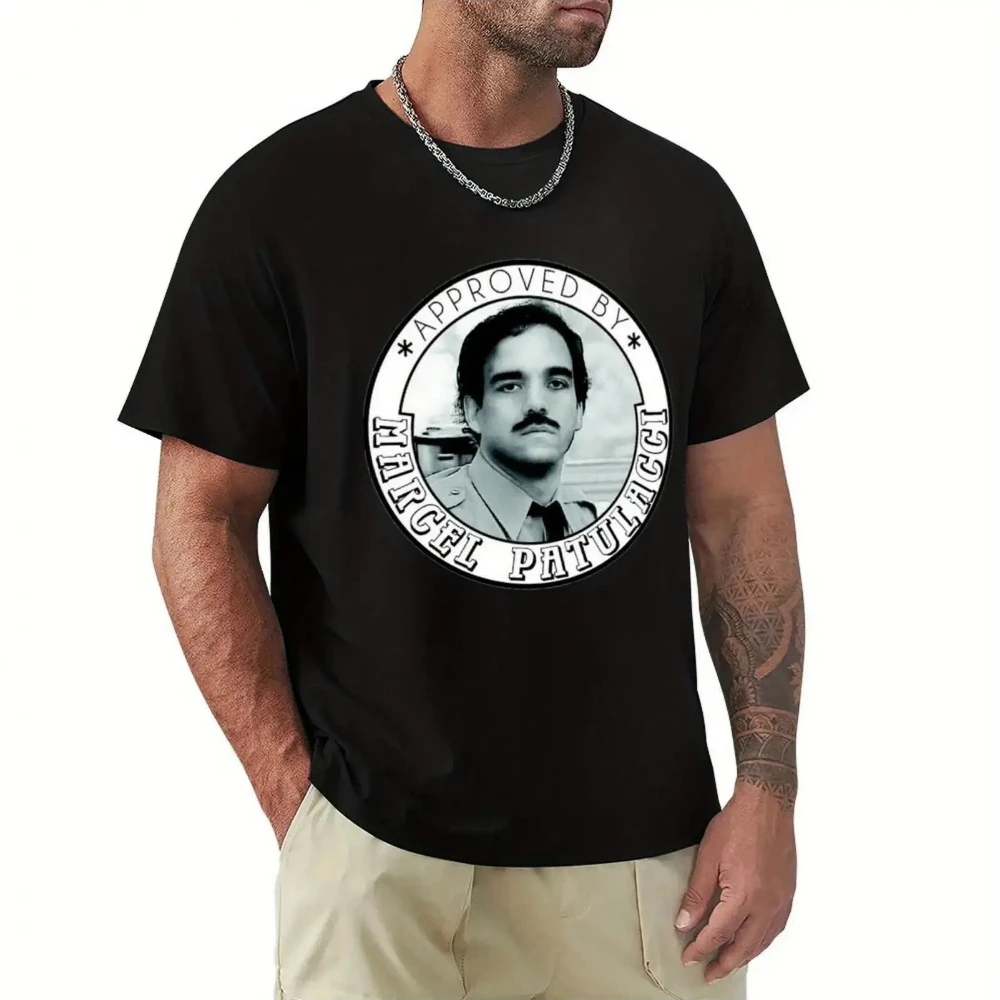 Herren-T-Shirt „Marcel Patulacci Les Inconnus Certified Graphic“ in Weiß, Bohemian-Stil, Rundhalsausschnitt, Herren-T-Shirts für den Sommer