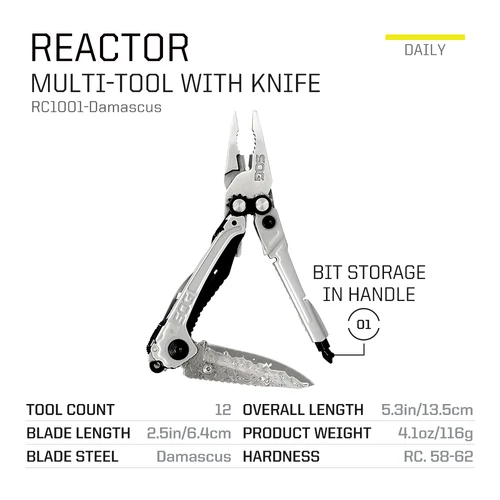 Imagen 2 del producto SOG-cuchillo de bolsillo plegable compacto EDC, Reactor 12 en 1, portátil para acampar al aire libre, autodefensa, herramientas manuales de corte