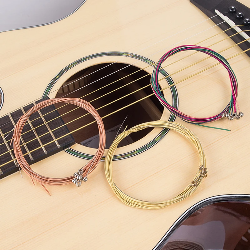 Wooden Acoustic Guitar String Packaging Set With 6 Colorful Classic Guitars In Multiple Colors