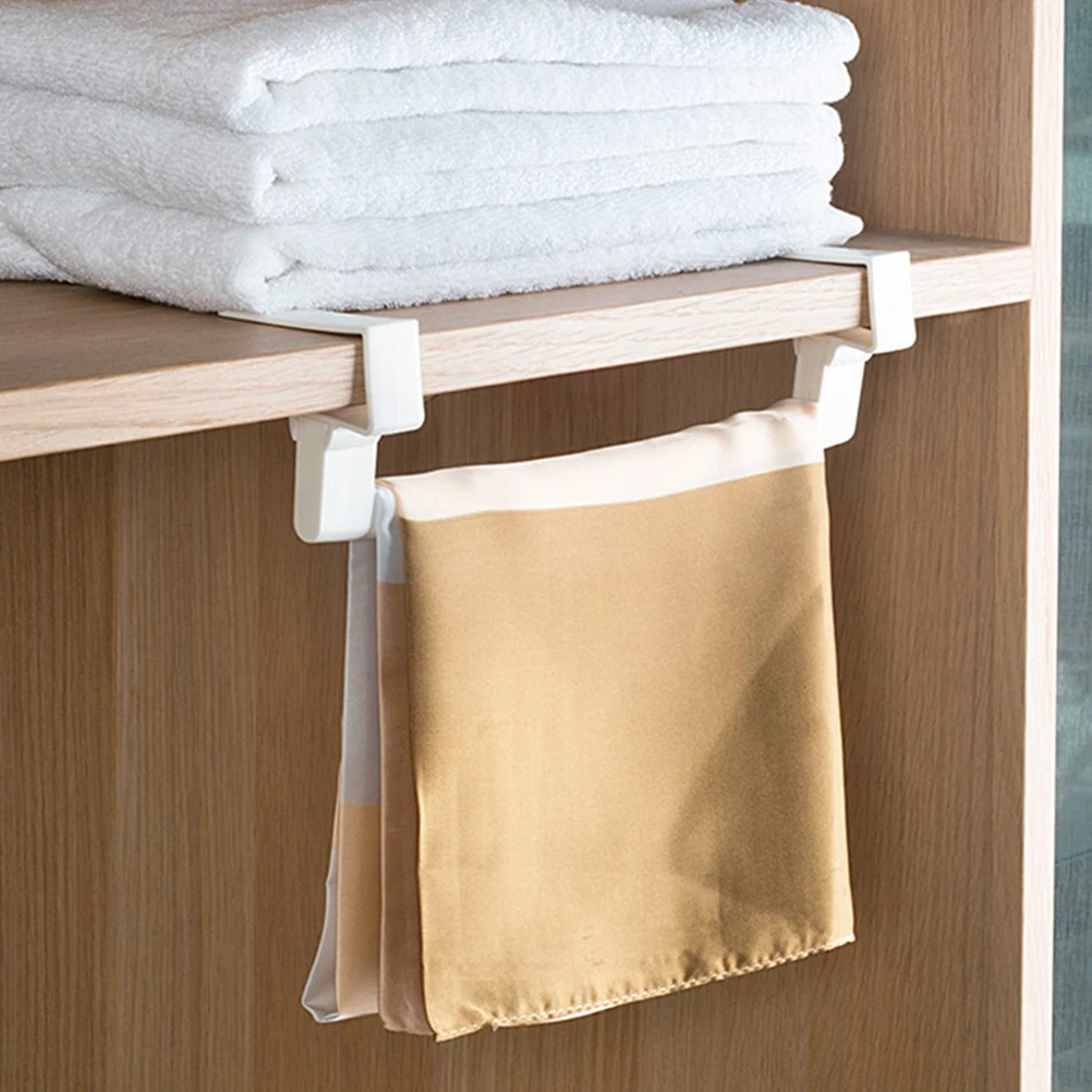 

2pcs Cabinet Towel Rack No Punching Easy Install Reusable Kitchen Bath Holder Buckle Wall Mount Organizer For Bathroom Balcony