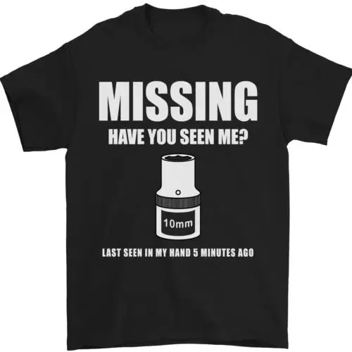 Missing 10 mm Socket Funny Plumer Mechanic Mens T-Shirt 100% Cotton