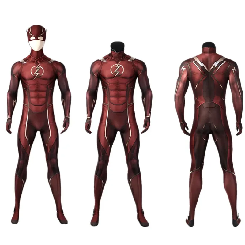Men's Red Flash Cosplay Costume Bodysuit and Mask