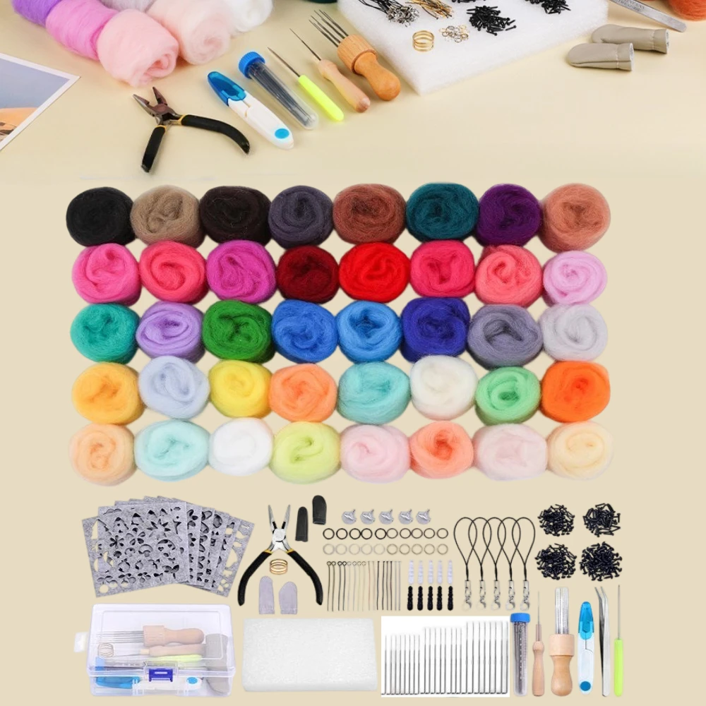 

Needle Felting Kit, 40 Colors Felting Kit with Felt Bag, Felting Needles, Pad, Felting Bulk for DIY Needle Felting