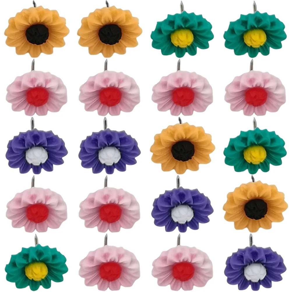 

20Pcs Compact Sunflower Pushpins Delicate Multi-Function Tacks for Art Craft Geography Lessons Daily Use Office Desk Accessories