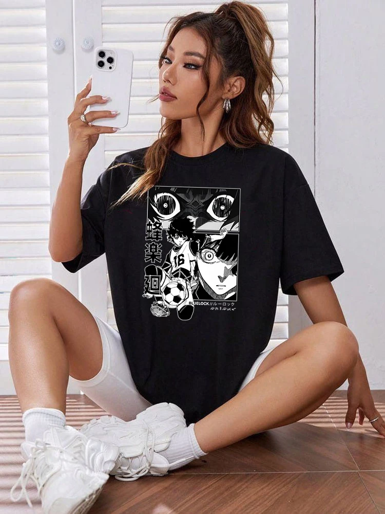 Bachira Meguru Graphic Streetwear Tshirt Women Anime BLUE LOCK Tops Casual Short Sleeve Cotton Tee Football Manga Fashion TShirt