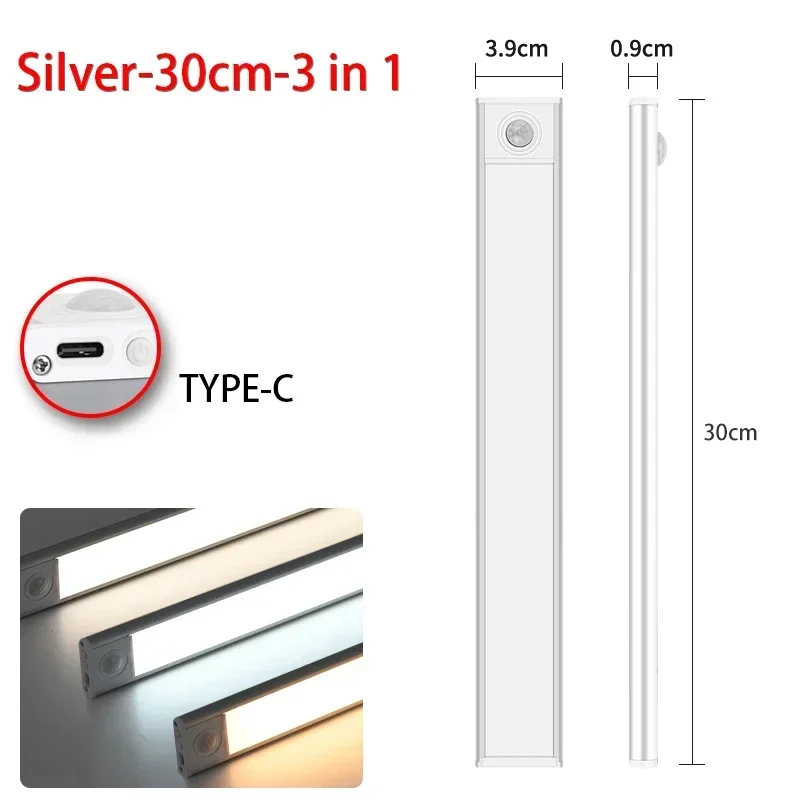 VENUSWING LED Unterschrank Lichter 10-50CM Motion Sensor Lampe USB Aufladbare Drahtlose Nachtlicht Küche Schlafzimmer Schrank Innen beleuchtung 6
