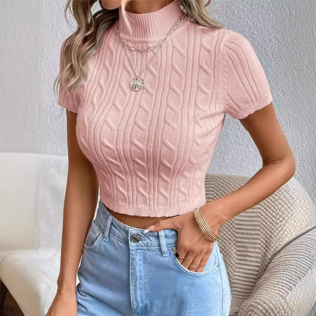 Primavera Estate 2024 High Ne Slim Fit maglione lavorato a maglia con motivo floreale twist Produttore cinese Regular Sve Pure Color