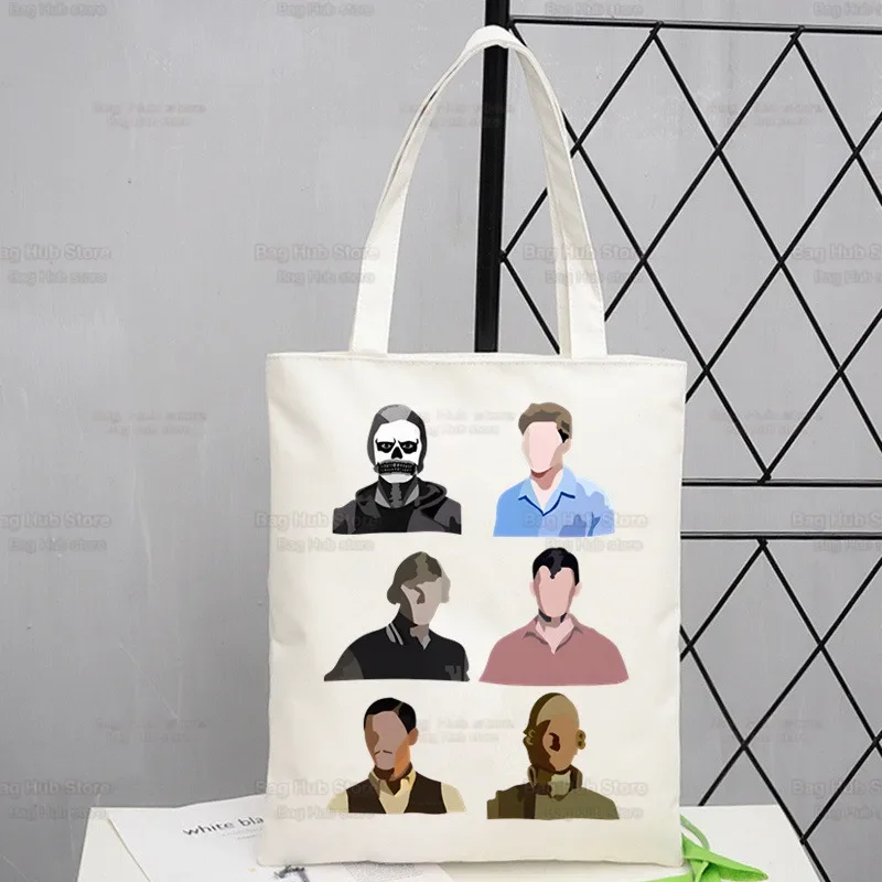 Evan Peters Handbags Fashion Handbag Canvas Bag Tote Ladies Casual Skull Ahs Roanoke Shoulder Bag Reusable Shopping Bags