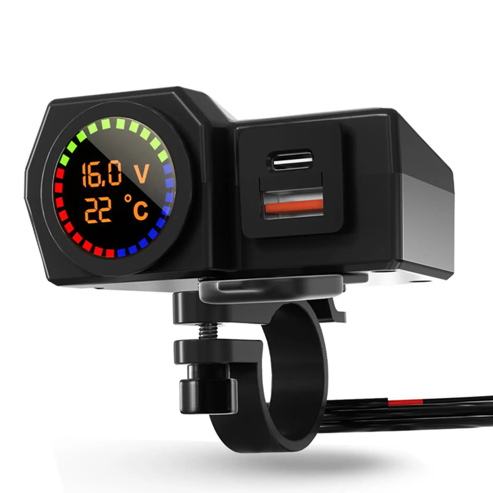 

Universal Motorcycle Handlebar USB Adapter Dual Port QC 3.0 PD18W Fast Charger for Smartphones Cameras
