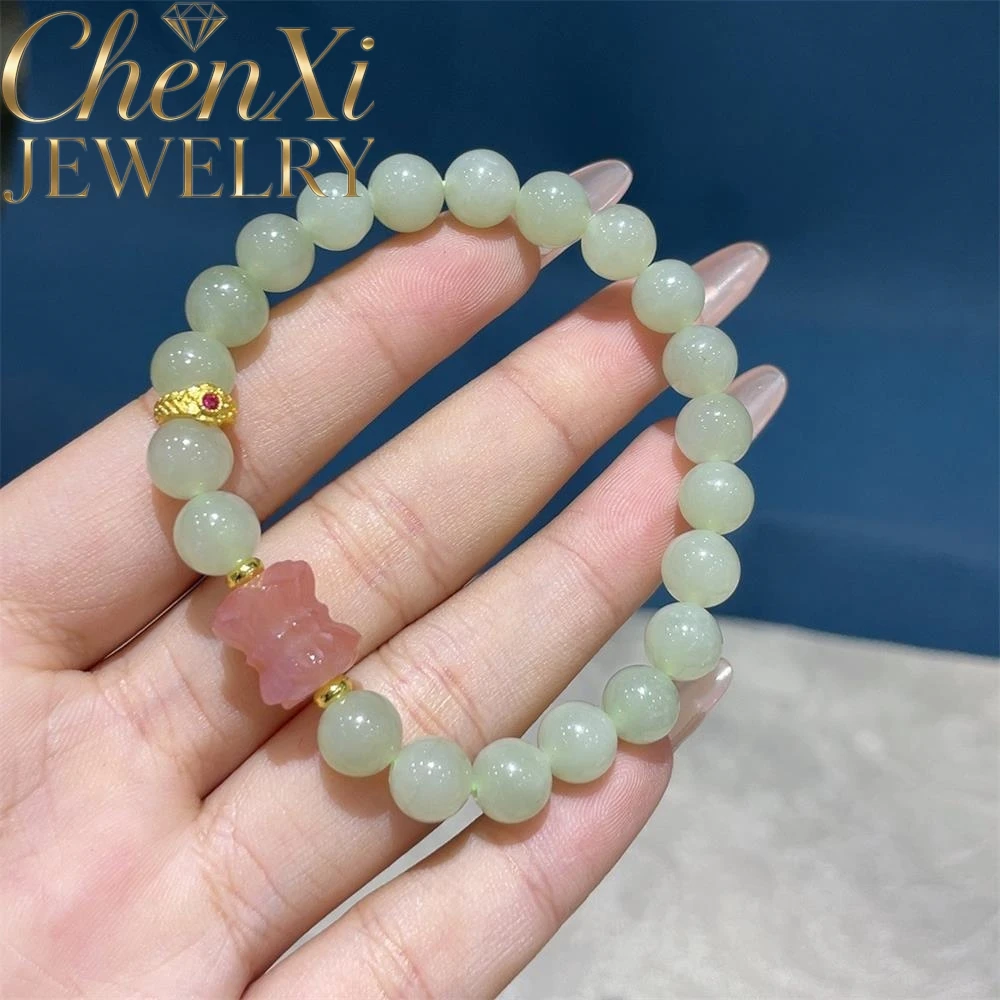 

High-End Natural Hetian Jade Clear Water Double Lotus Bracelet Luxury Quality Fashion Fine Jewelry Exquisite Elegant Popular