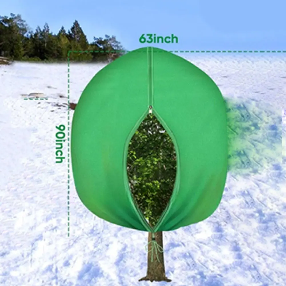 Large Green Plant Frost Blanket With Zipper Drawstring For Outdoor Fruit Trees Shrubs Vegetables Winter Cold Weather Protection