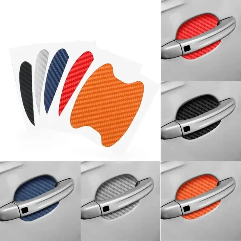 8Pcs Car Stickers Anti Scratch Car Door Handle Carbon Fiber Protector Automobiles Handle Protection Film Styling Exterior