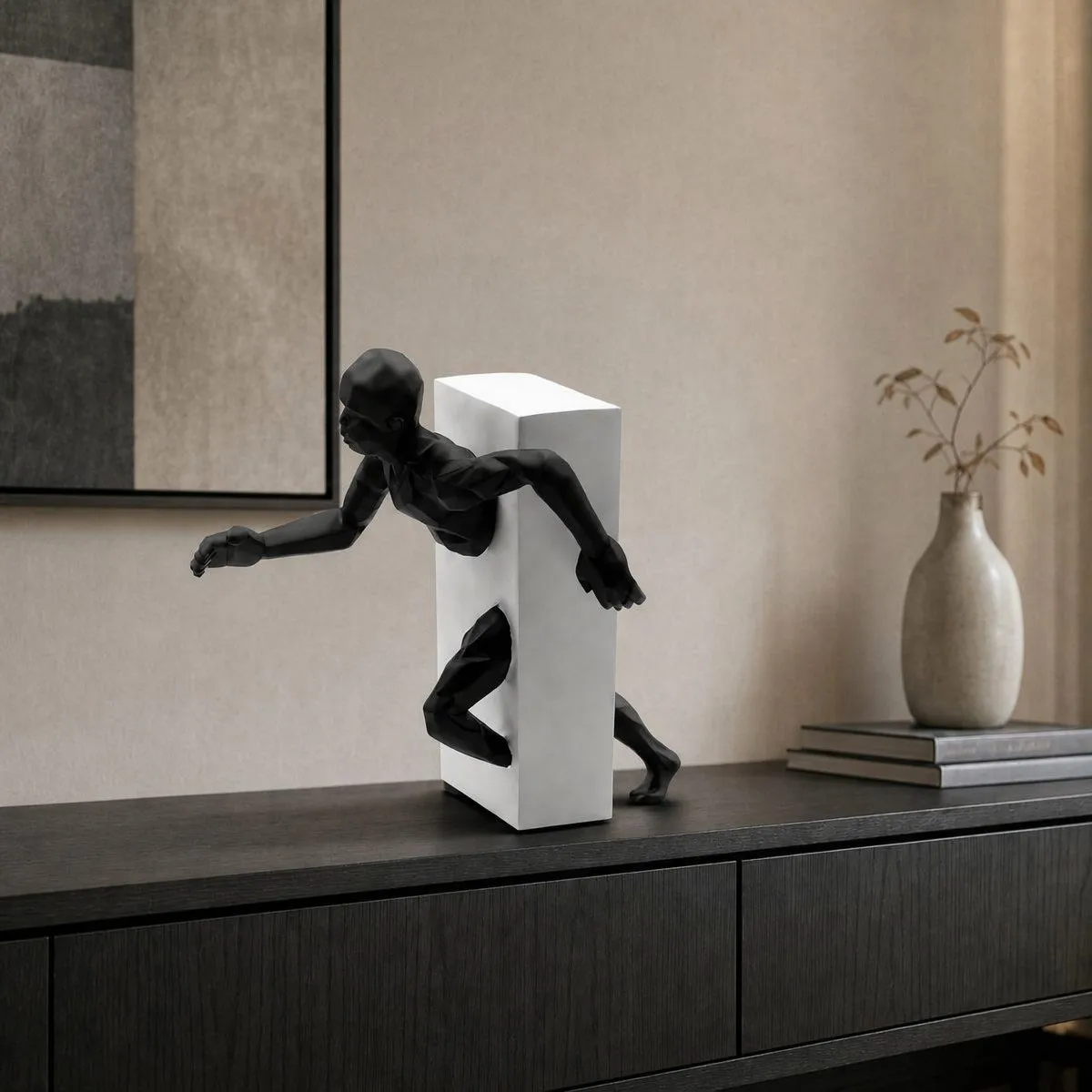 Modern Abstract Running Man Resin Sculpture, Dynamic Figure Statue, Minimalist Home Decor for Office Desktop