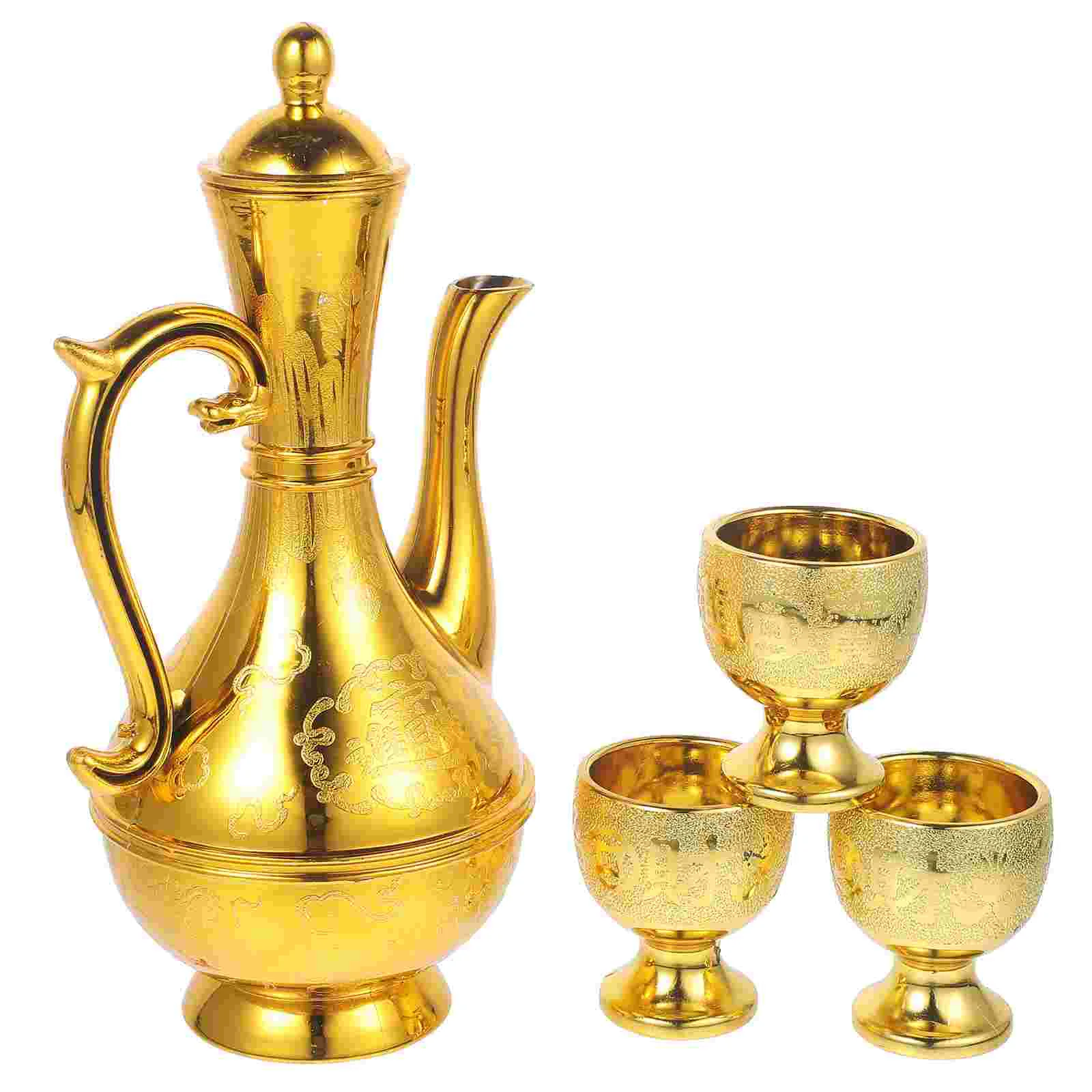 Attract Wealth Vintage Decor Offering Bowl for Altar Golden Hip Flask