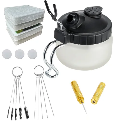 Imagen 2 del producto Joystar-Kit de limpieza de aerógrafo, pistola pulverizadora, juego de Herramientas de limpieza de lavado, boquilla de aguja, cepillo, soporte para olla de limpieza de vidrio, botella