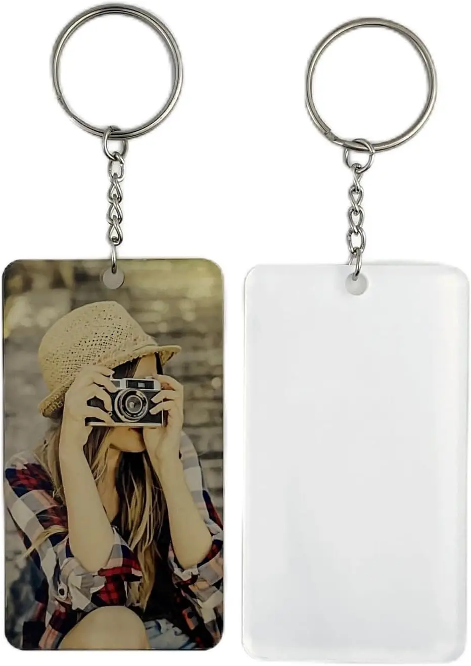 100 sets Sublimation Acrylic Picture Frame Key Chain Key Holders  for DIY GiftsCrafting