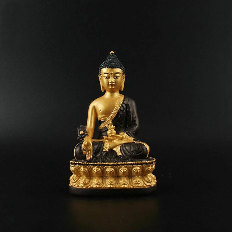 

Tibetan Buddhism Hand Painting Resin Gilt Statue Car Decoration Medicine Buddha