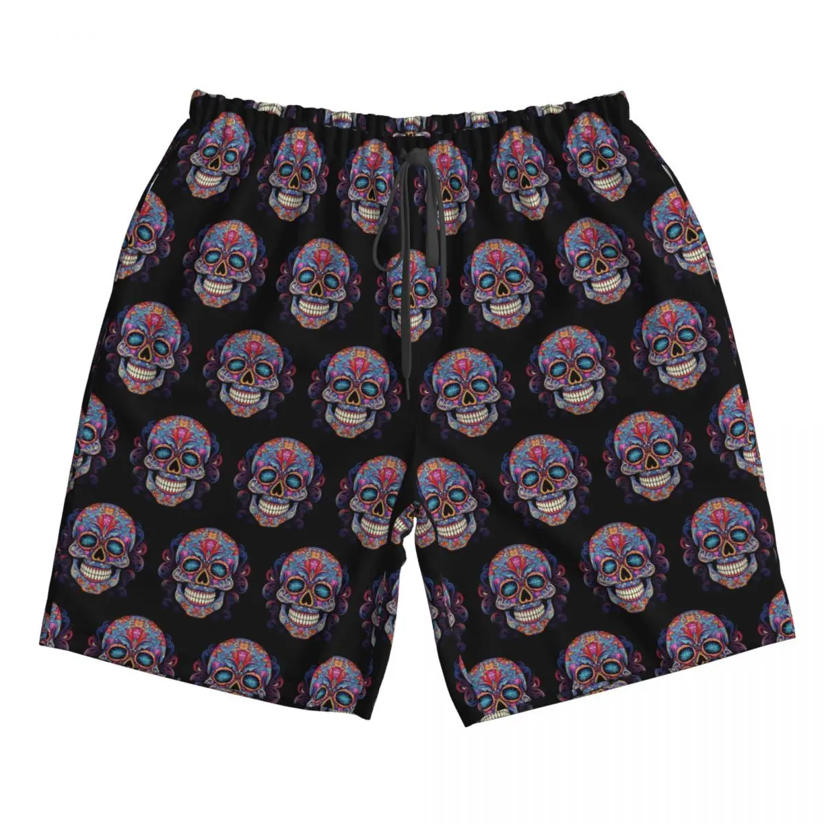 

Mexican Sugar Skull Day Of The Dead Sugar Skull Trunks Beach Board Shorts Casual Quick Dry Swim Summer Men Pants