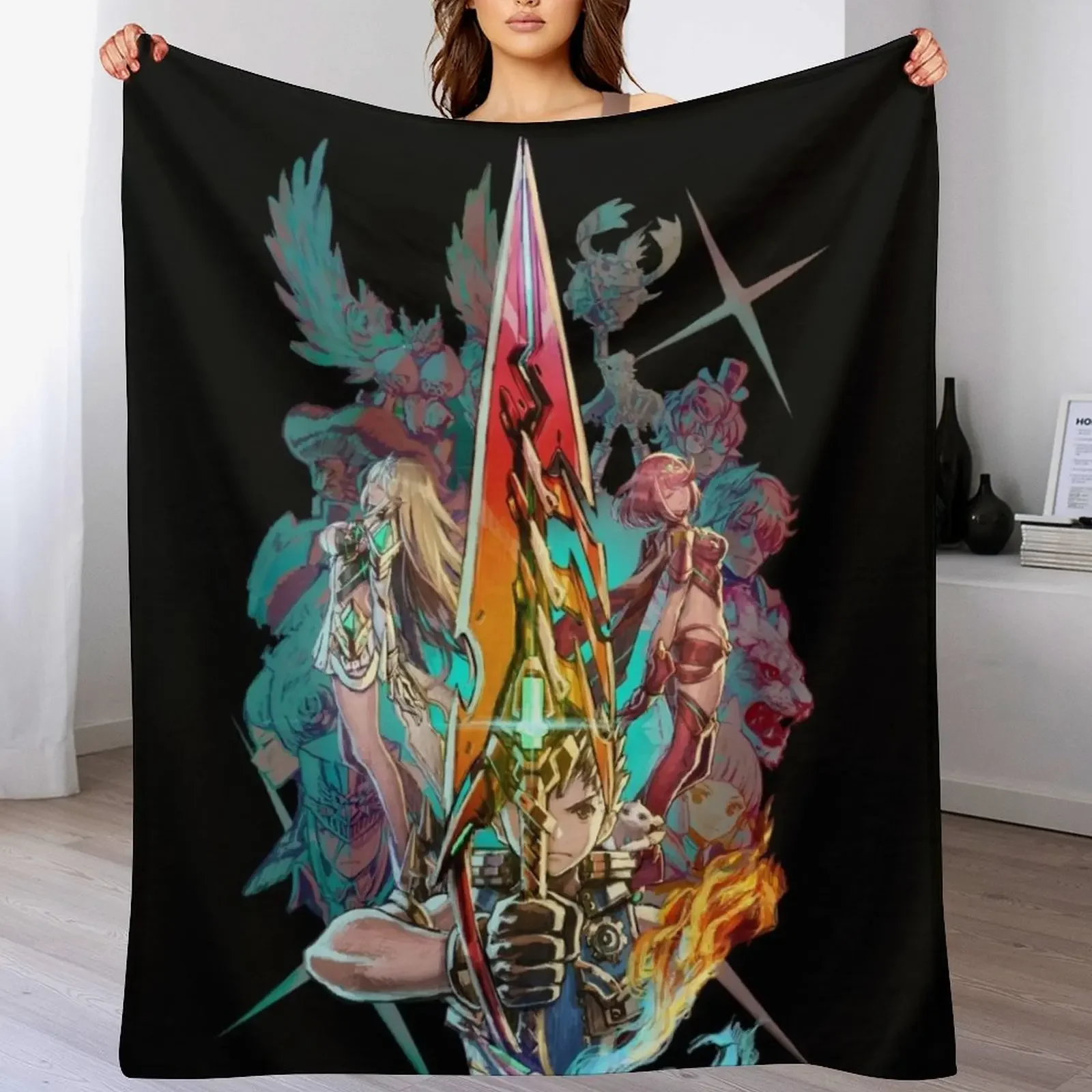 

Xenoblade Chronicles 2 - Team Throw Blanket Cozy Napping Blanket Gift for Mom Dad