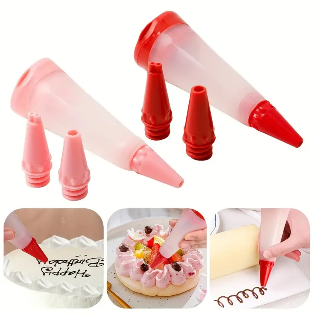 

Reusable piping bag set, pastry decoration pen set, with 3 silicone tips, reusable cake decoration tools, random colors