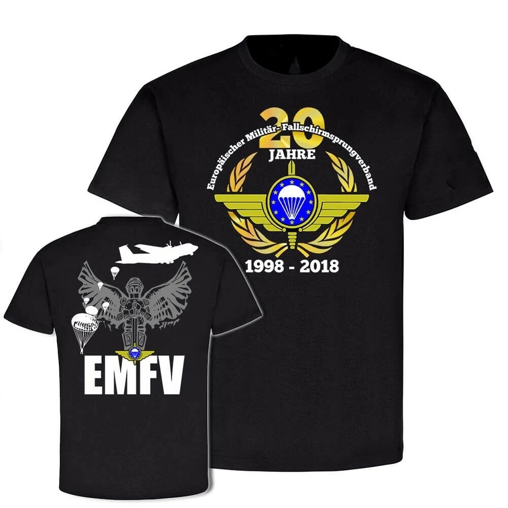 

20 Jahre EMFV European Paratrooper Militär- Fallschirmsprungverband Men's 100% Cotton Casual T-shirts Loose Top Size S-3XL