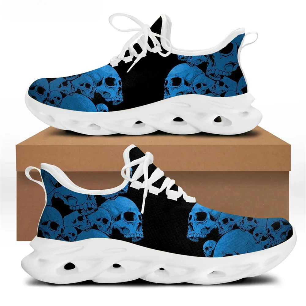 Black Punk Skull Brand Design Men's Shoes Casual Lace Up Comfortable Breathable Sneakers Male Walking Footwear 2021 - view 4