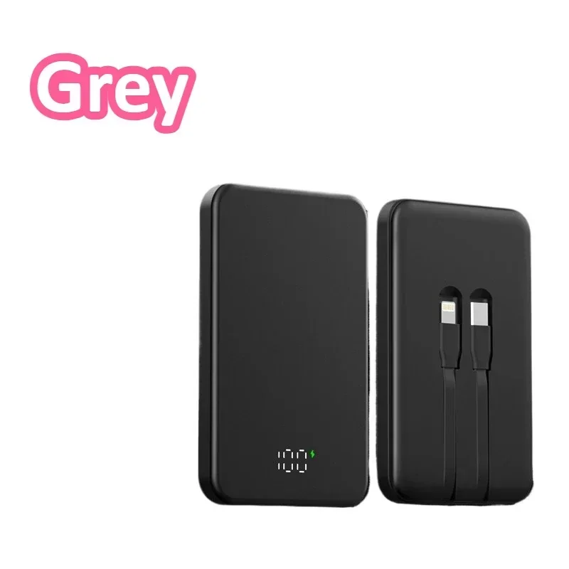New 10000mAh PD22W Magnetic Power Bank Built in Cables Fast Charging LED Display Battery for IPhone 16 15 for Xiaomi for Samsung