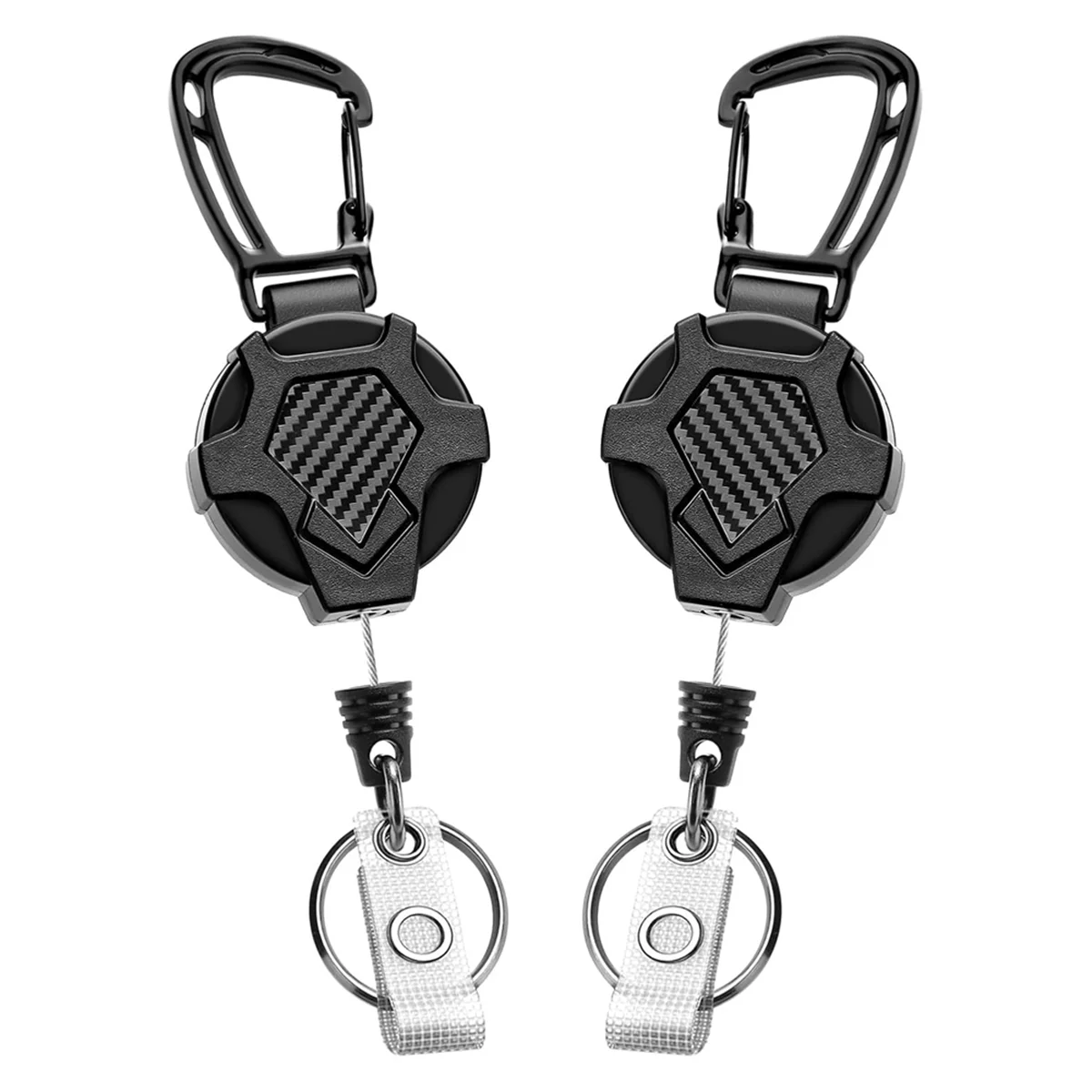 ONCE Pull Retractable Keychain Lanyard,Duty ID Badge Holder with Carabiner,Badge Reels Retractable 2pack