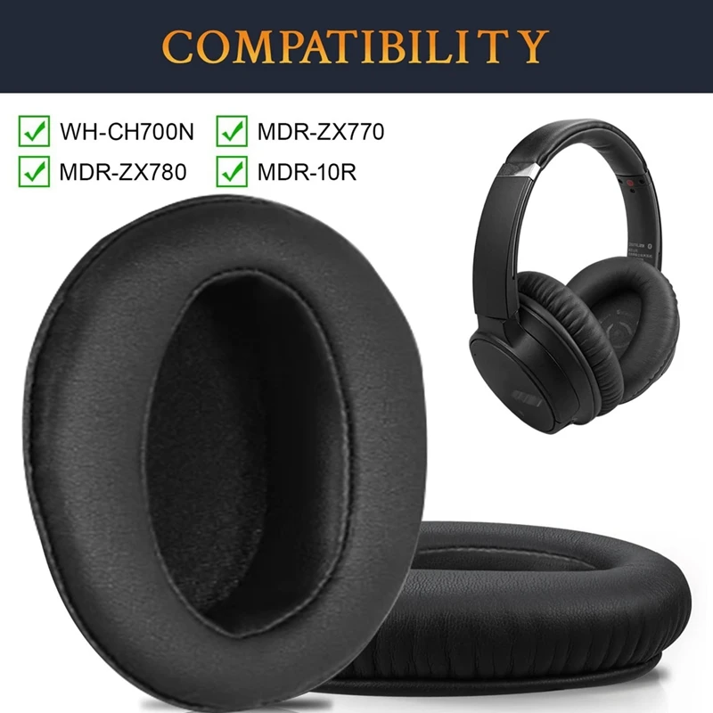 1Pair Foam Ear Pads Cushion Leather Earpad For Sony WH-CH700N (WHCH700N) & MDR-ZX780 (ZX780DC)/MDR-ZX770 Headphones