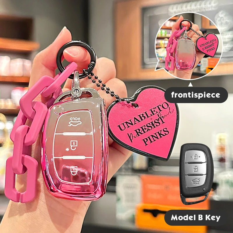 

Pink Tpu for Hyundai Ix25 Ix35 Ix45 Tucson Sonata Rena Creta Verna Solaris Mistra Elantra Accent 3 Button Car Key Case Cover Fob