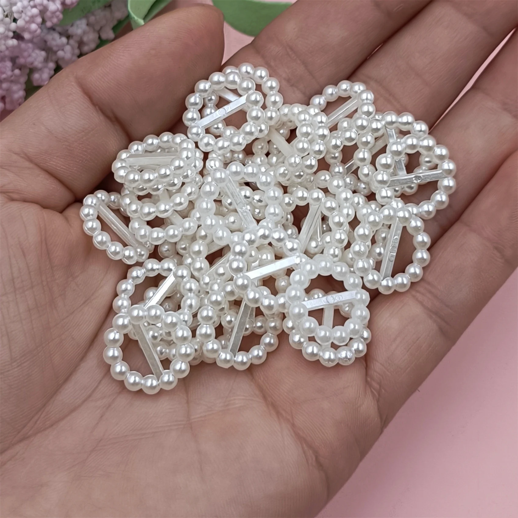 모조 진주 할로우 하트 스타 플라워 비즈, 주얼리 제작, DIY 공예 머리핀 재료, 8-15mm 40 개/팩