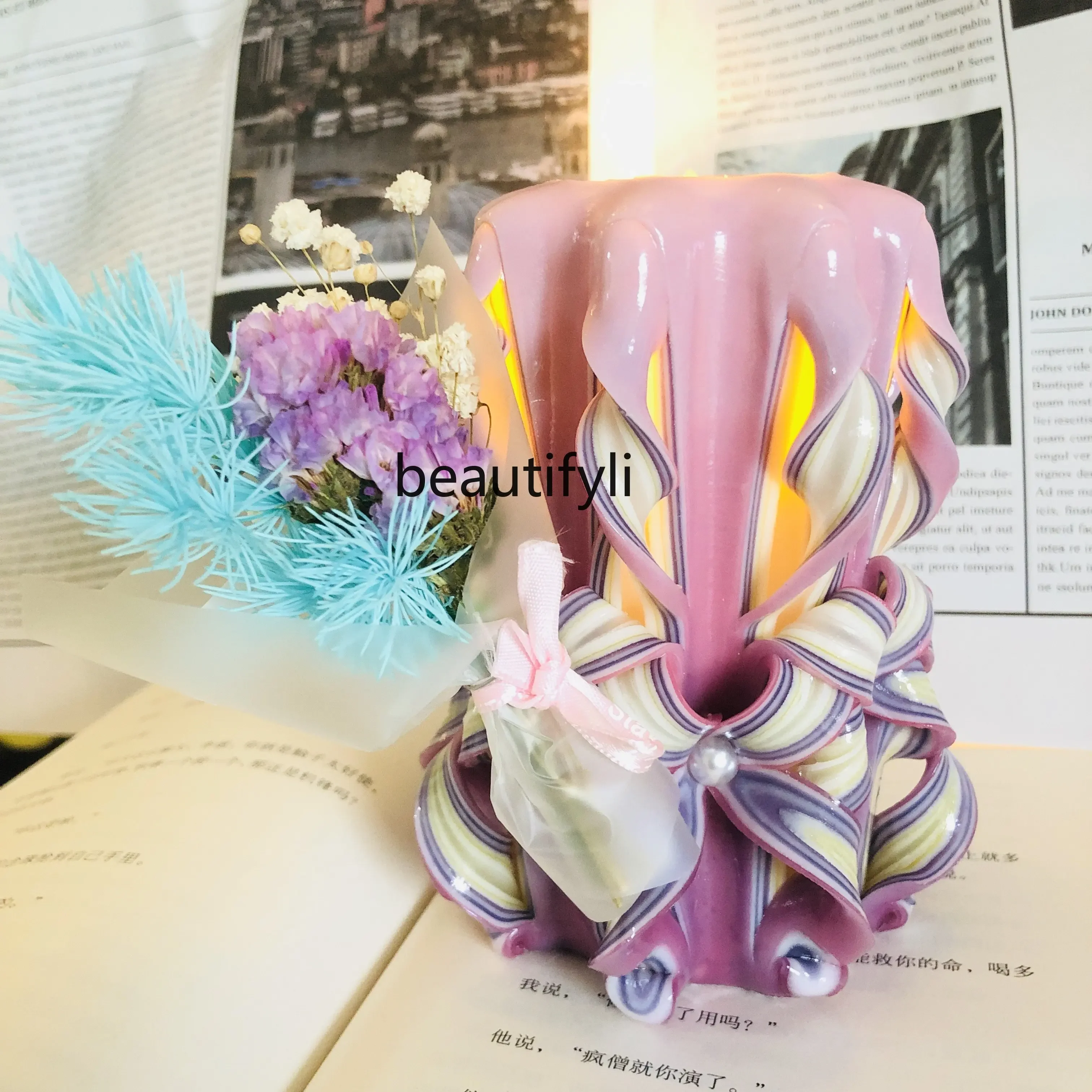 zq Aromatherapy Candle Carving Art Bedroom Atmosphere Decoration High Sense Gift