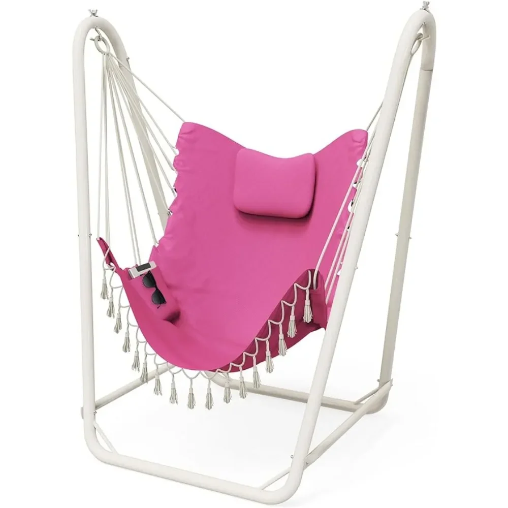 

Heavy-Duty Hanging Chair With Stand Hammock for Indoor Outdoor Sturdy Swing Chair With Stand Max Load 350 Pound Furniture