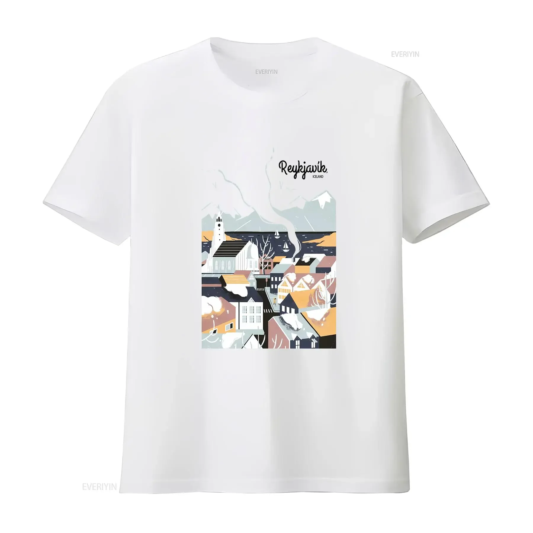 

Рейjavik Исландия, футболка с туристическим плакатом, женский топ, винтажный потертый домашний топ с слегка графическим рисунком для повседневной носки, мягкая мода