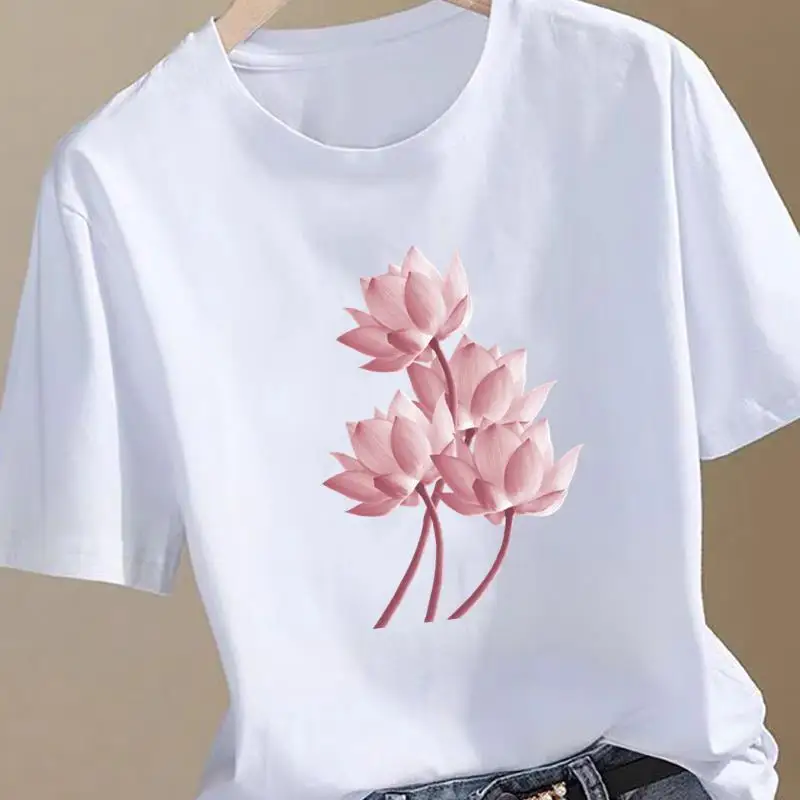 

Women's Clothing Fashionable T-Shirts outerwear letter couple print western-style round neck thin short sleeved T-shirt Tees Top