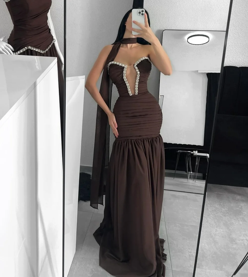 

Customized Sizes Available Chiffon Sequined Trumpet Strapless Long Dresses Bespoke Occasion Dresses Exquisite