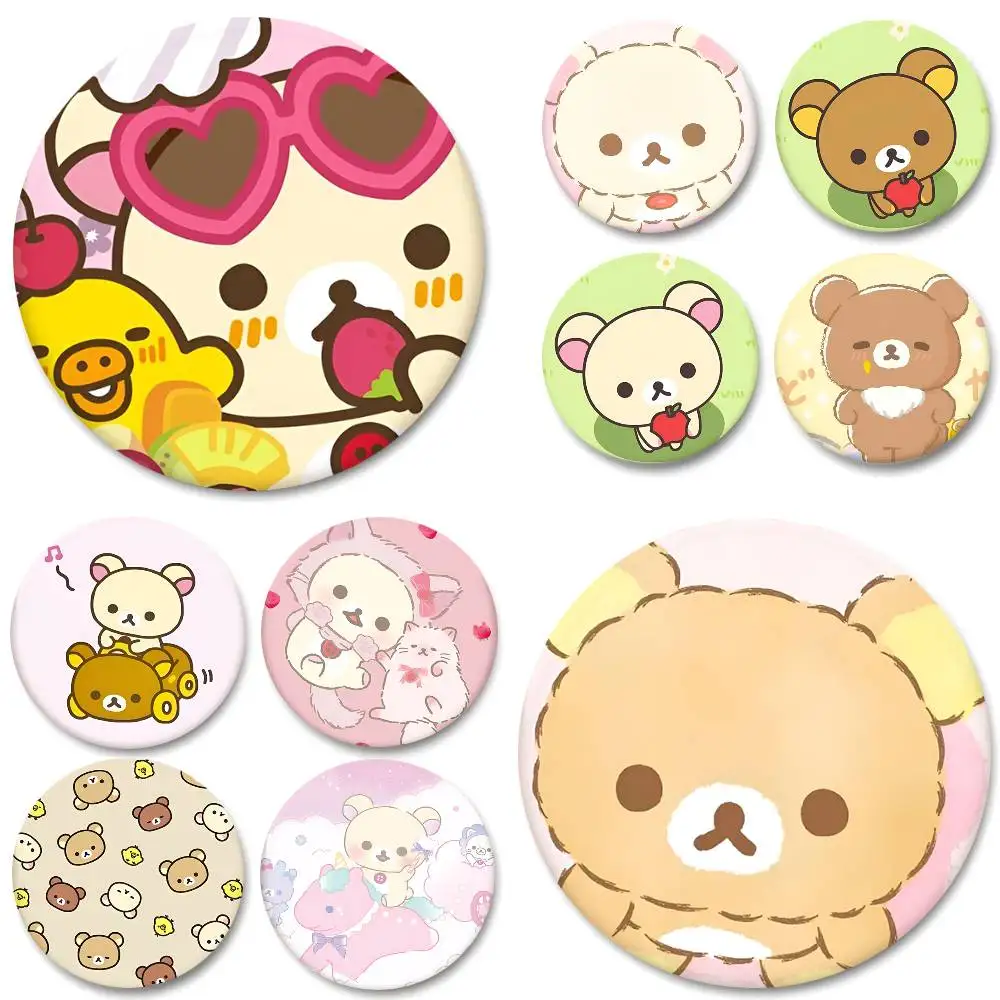 Cute Cartoon R-Rilakkuma Round Badge Lapel Pin Backpack Clothing Jewelry Accessories Gift Brooch