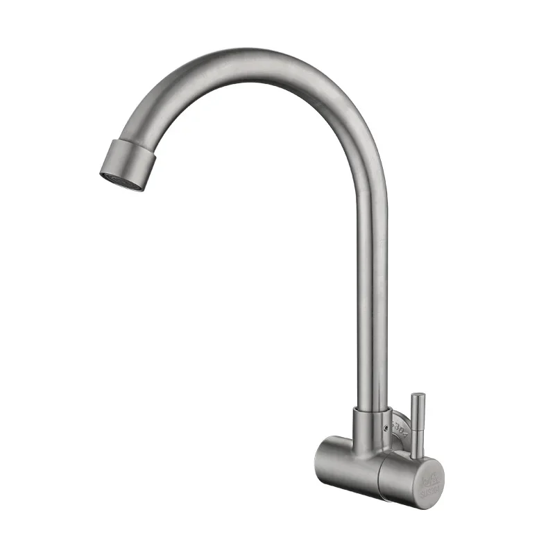 Kitchen Faucet 304 Stainless Steel Wall Mounted Faucet Single Cool Kitchen Basin Faucet Lead Free