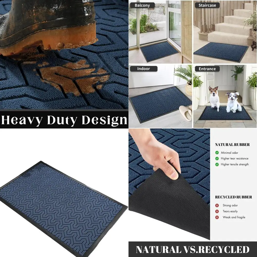 

Extra Large 60x36 Water-Resistant Heavy Duty Outdoor Door Mat, Non-Slip Rubber, Easy to Clean, Blue