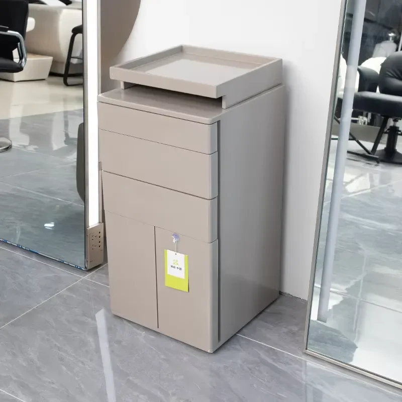 Modern Trendy Metal Hair Salon Storage Rack Barbershop Tool Cabinet with Small Drawer Salon Trolley Cabinet