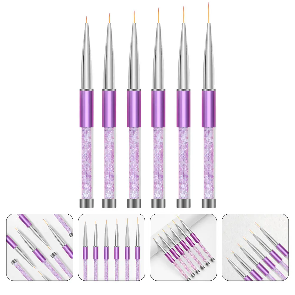 

Набор из 6 кистей для дизайна ногтей с металлическими шариковыми наконечниками для тонких линий, цветочных узоров, витых линий, сеток, рисования, маникюра, инструменты для салонов красоты