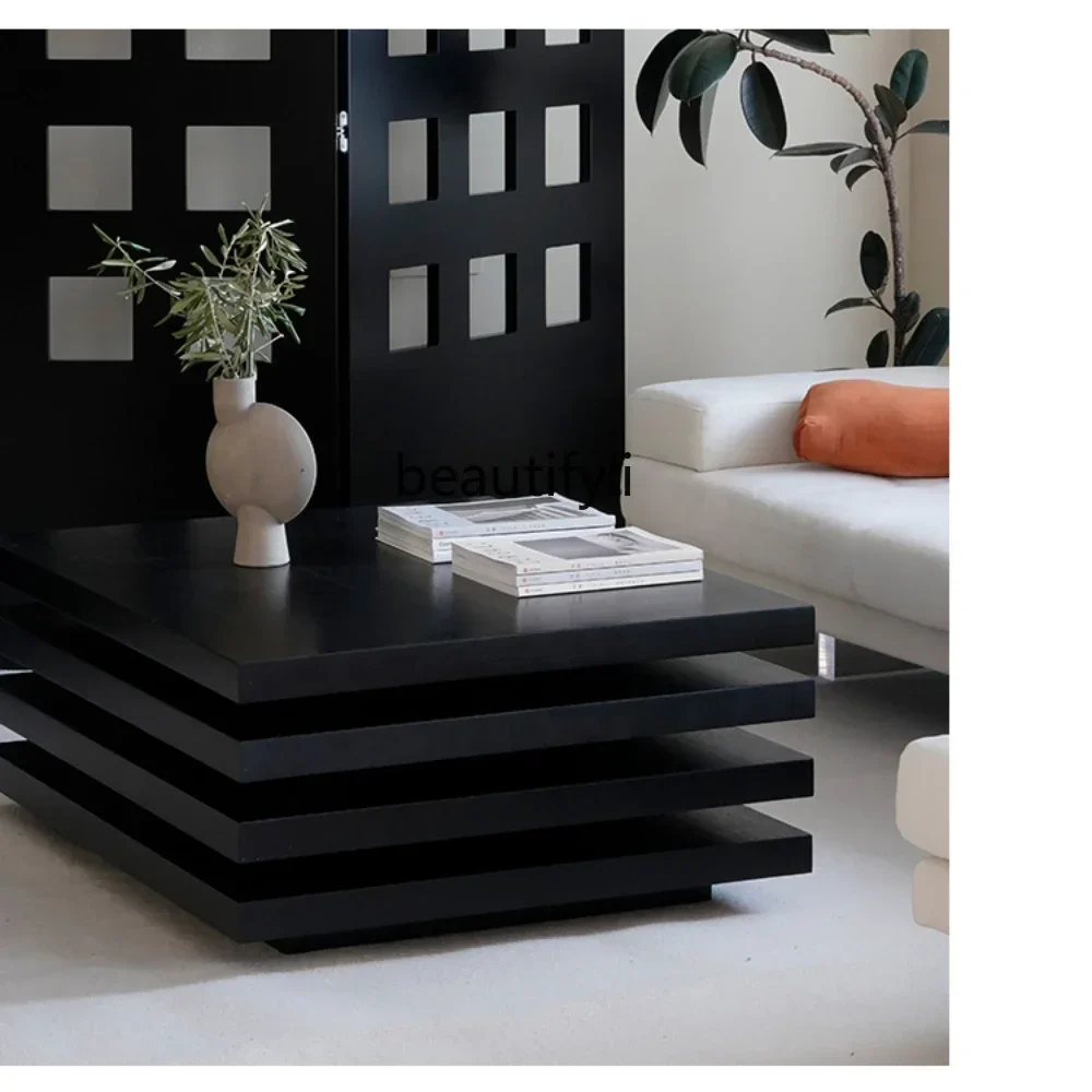 

xxRetro Solid Wood Silent Style Tea Table Large Storage Function Tea Table Living Room