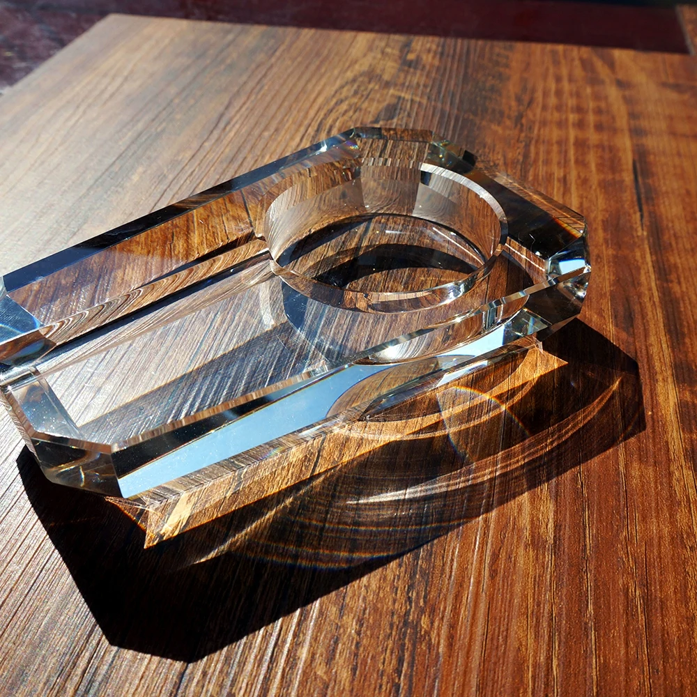 

Luxury Crystal Cigar Ashtray - Heavy Duty K9 Crystal Premium Ashtray for Men, 90mm Desktop Cigar Holder with Deep Bowl