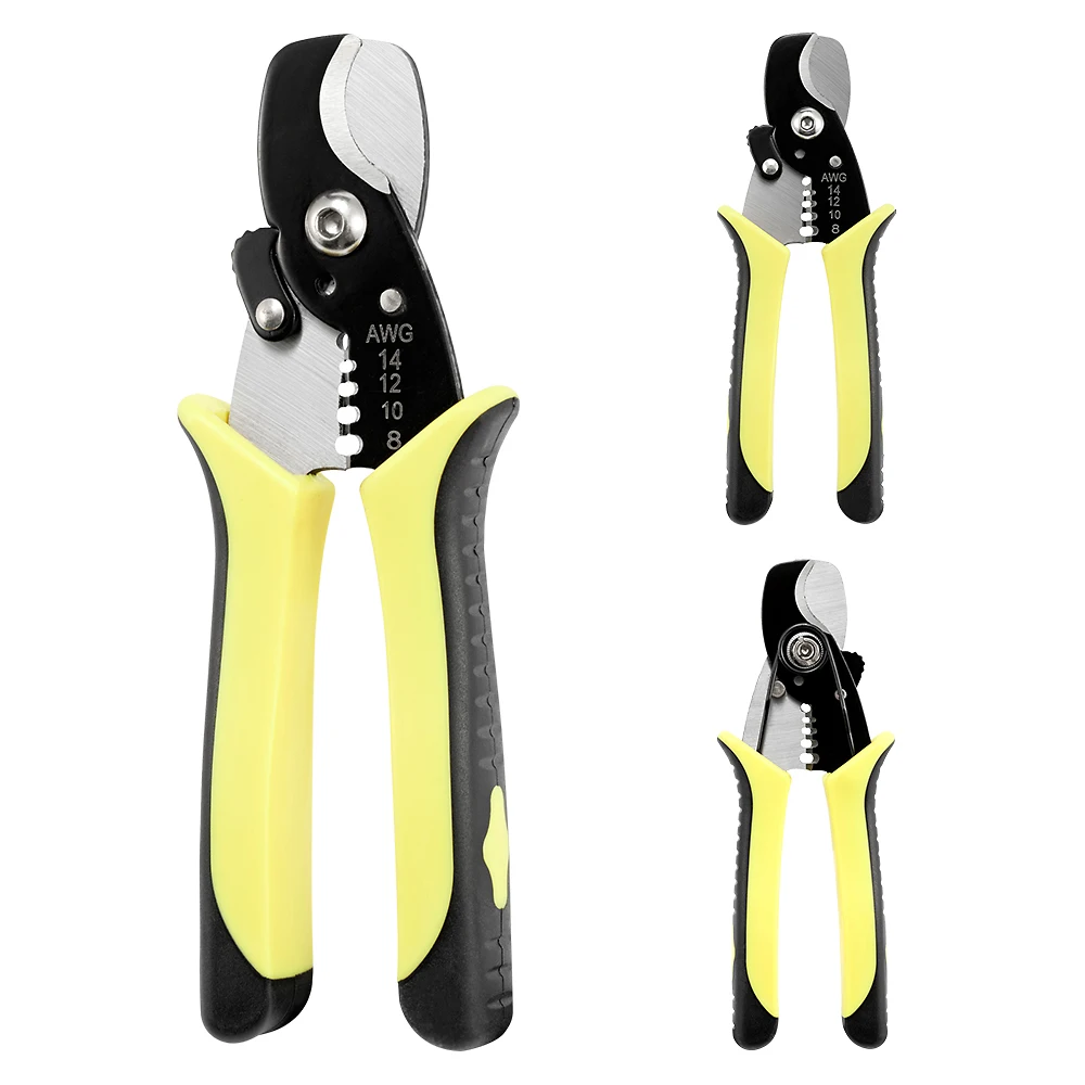 Multifunctional Wire Stripper Cutter Pliers AWG14-8 1.6-3.2mm² High Carbon Steel Wire Stripping Tool for Electrician