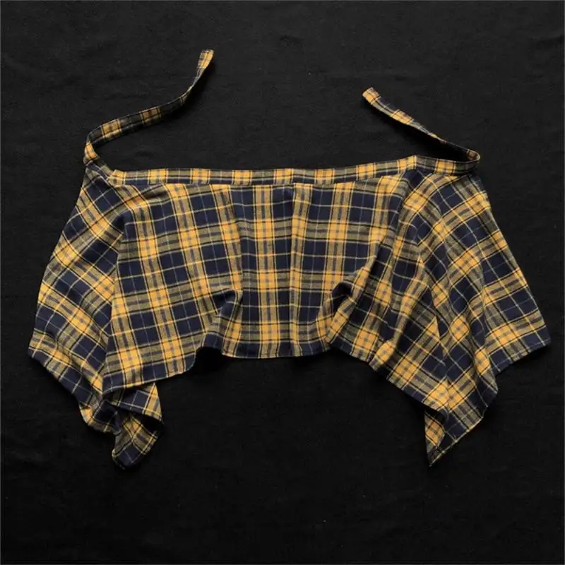 Mini Plaid Skirt,Hip-Hop One-Piece Tie Up Asymmetrical Skirt, Side Tie Y2k Low Rise Overlapping Jeans Decorate Skater Mini Skir