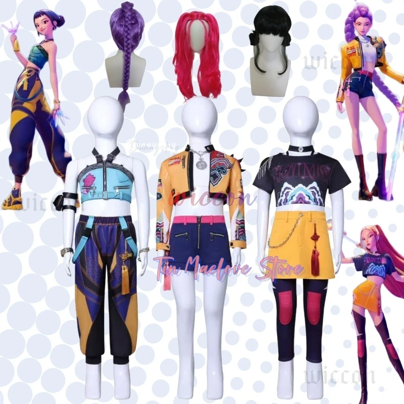 

‌ ‌ ‌ Детский Хэллоуин 코스프레 Kpop Demon Hunter Косплей Мира Руми Зои Косплей Полный костюм Детский стиль для девочек Детская танцевальная ткань для сцены