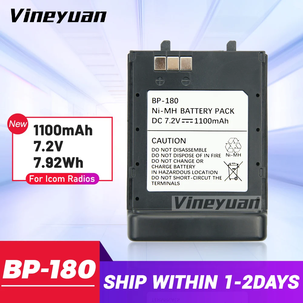 BP-180 1100mAh NI-MH Battery for ICOM IC-12A IC-F3 IC-F4 IC-T7A IC-T7H IC-T70  IC-Z1 IC-Z1A IC-Z1E IC-W31 IC-W31E BP-173 Radios