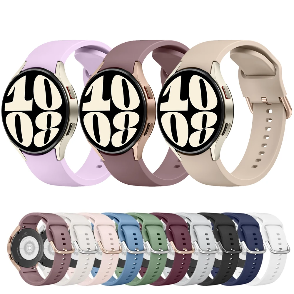 Bez luk 20 mm silikonowy pasek do Samsung Galaxy Watch 6 4 classic 42 mm 46 mm 43 mm 47 mm pasek do Galaxy Watch 4 5 Pro 6 7 Watchband